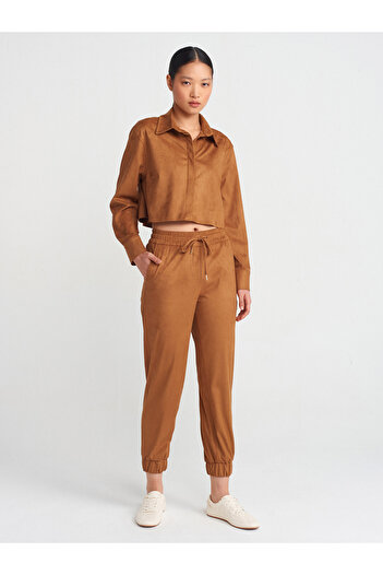 Dilvin 71594 Μανσέτα Jogger Suede Παντελόνι-Μαύρισμα