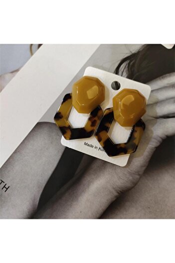 Pelin Aksesuar Leopard Beige Geometric Earrings