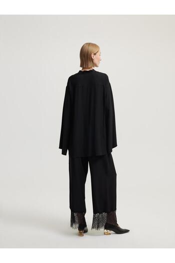 BAQA Black Blouse with Slit Sleeve Detail