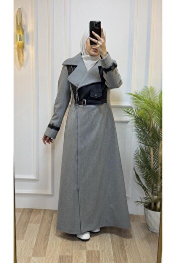 Tebrikler tekstil New Season Women's Winter Fashionable and Comfortable Long Trench Coat Suitable for Daily Wear Model M9031