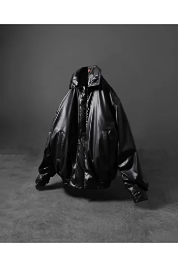 BASEL.CO Men's 90's Vintage Style Oversized Leather Jacket