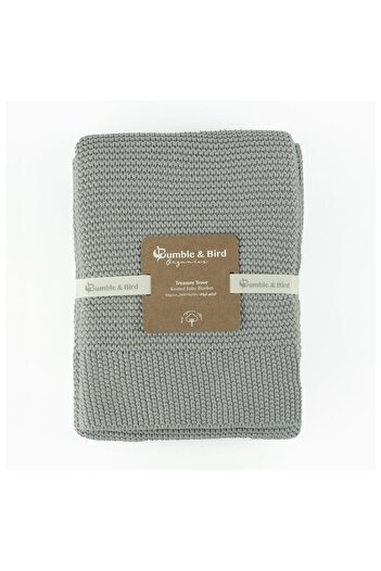 Bumble & Bird - Knitted Receiving Blanket - Grey