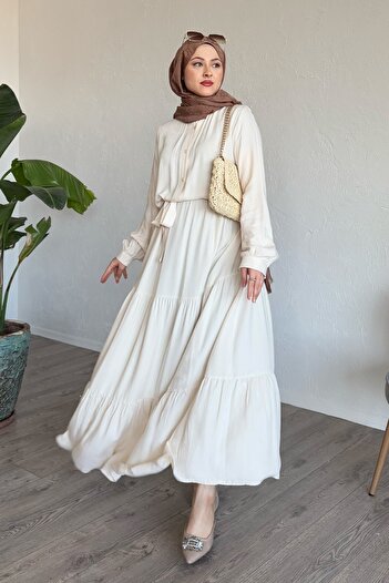 InStyle Belmando Ecru Dress with Belt
