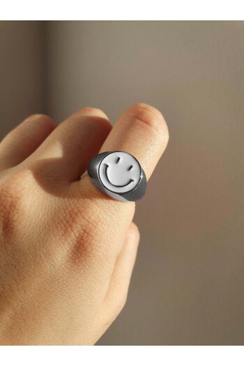 NKIE JEWELS Adjustable Beads Turquoise Every Smiley Enamel - Face Ring Color Gold 2297 to Finger