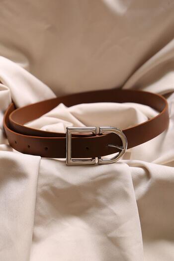 Vitastyle Silver Double Metal Buckle Stylish Faux Leather Belt