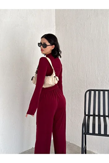 sportiness Sandy Fabric Bellow Bluz Pants Double Set