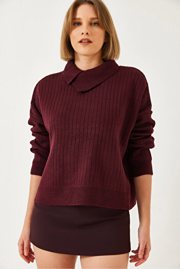 Bianco Lucci Women's Collar Detailed Knitwear Sweater 241244 60261315