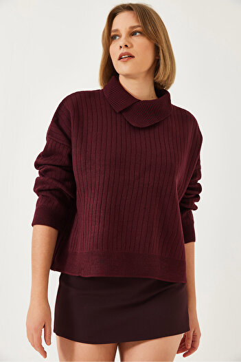Bianco Lucci Women's Collar Detailed Knitwear Sweater 241244 60261315