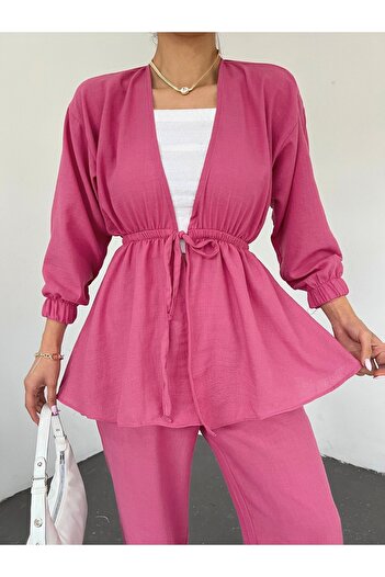 Modamorfo Elastic Double Linen Set with Tie Waist