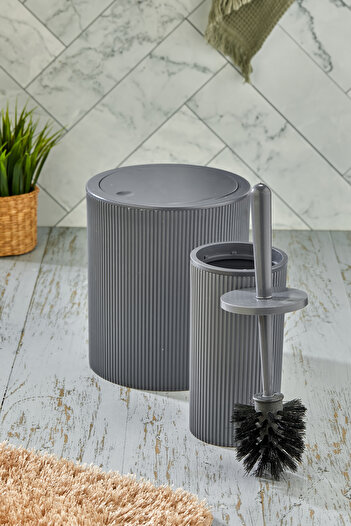 Homie Round 2 Piece Bathroom Set - Trash Can and Wc Brush