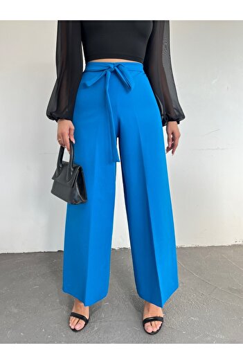 Modamorfo Double Wide Leg Trousers with Lace Waist