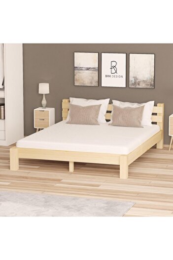 BRK Design Doğal Çam Ahşap Karyola Çift Kişilik\Tek Kişilik
