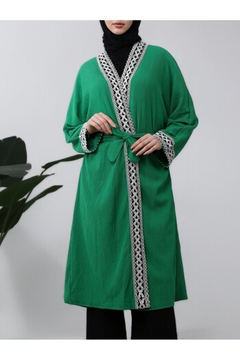 Modamorfo Ethnic Stripe Laced Long Kimono