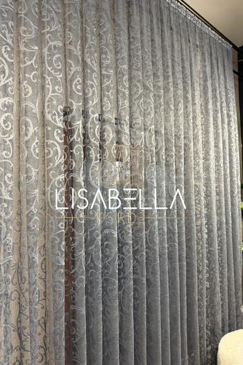 LisabellaHome Anthracite Gray Extravagantly Knitted Tulle Curtain – 1X3 Tight Pleated
