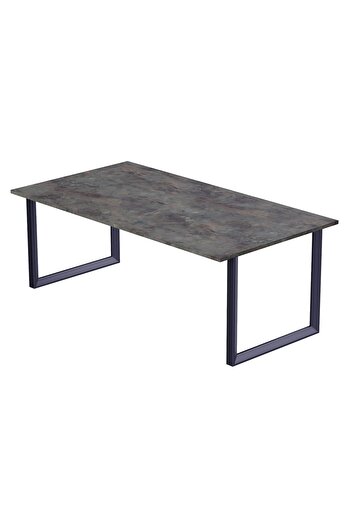 Mahmayi Dec 136 BLK Wooden Dining Table Loop-Leg, 6-Seater for Kitchen-140cm, Anthracite Metal Rocks
