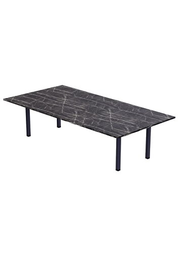 Mahmayi Dec 72 BLK Wooden Dining Table U-Leg, 8-Seater for Kitchen-240cm, Black Pietra Grigia Finish