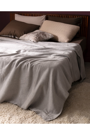 Madame Coco Gray Double Cotton Jacquard Blanket