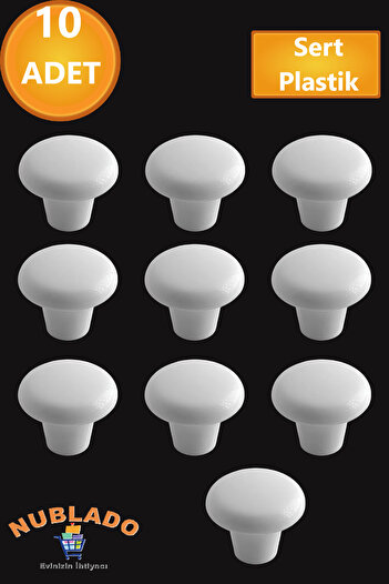 NUBLADO Furniture Kitchen Drawer Cabinet Cabinet Lid Handle Handle Handles White Mushroom Button Hard Plastic 10 Pcs