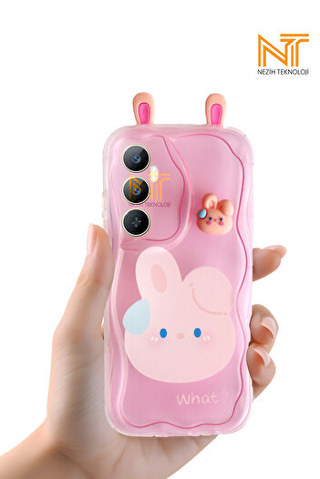 Nezih Case Realme C65 Compatible Transparent Silicone Case with Embossed Figure