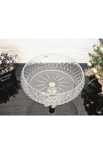 atabey home collection Lotus Crystal Large Size 28cm Square Cutout Decor Tumbled Foot Cage Salad Bowl