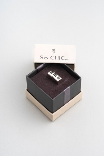 So CHIC... Piyano 18 Ayar Beyaz Altın Kaplama Unisex Gümüş Yüzük