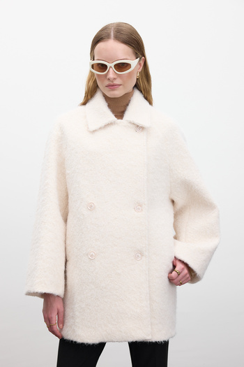 Manuka Ecru Stamp Double Breasted Coat
