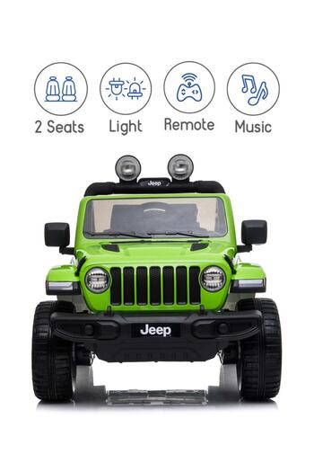 Fab N Funky Jeep Licensed Ride-On Car with Remote Control, Music & LED, Battery Operated, 4+ Years, Green