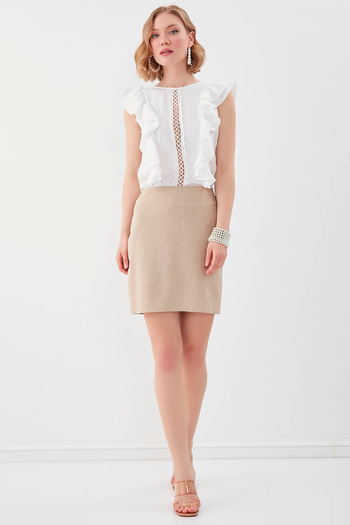 Vitrin Pencil Skirt with Back Zipper