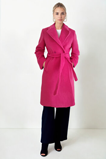 Vitrin Belted Waist Buttoned Long Coat