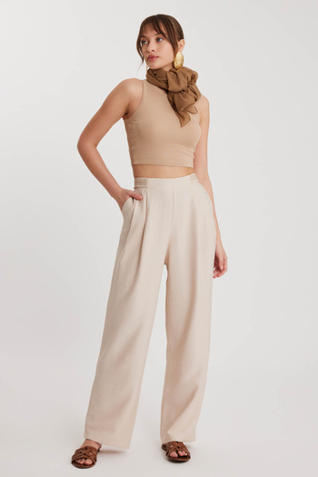 Vitrin Ethnic Patterned Pleated Trousers with Waist