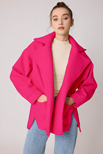Vitrin Long Collar Detailed Jacket with Big Pockets