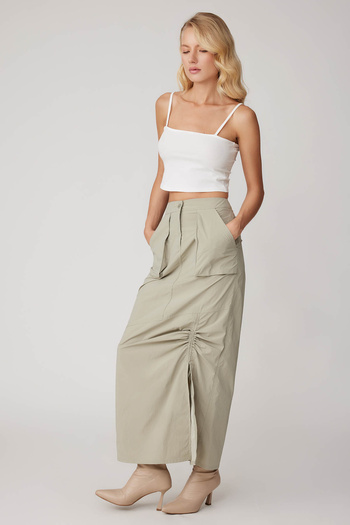 Vitrin Parachute Fabric Skirt with Gathered Front Pockets