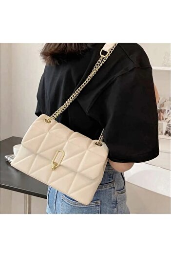 MAC&MOS Women's Cream Cross Stitched Shoulder Bag