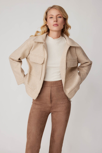 Vitrin Zippered Stamp Jacket with Cover Pockets