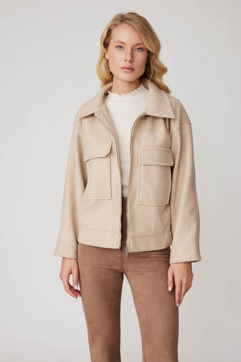 Vitrin Zippered Stamp Jacket with Cover Pockets