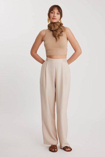Vitrin Ethnic Patterned Pleated Trousers with Waist