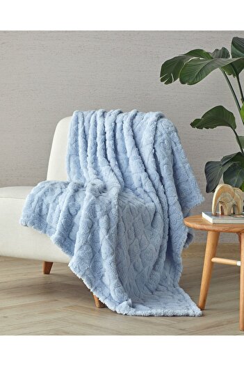 English Home Jacquard Fancy Love Wellsoft Tv - Light Blue Blanket