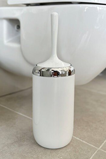 Prima Nova White Lima Toilet Brush - Chrome Decorated