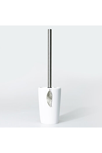 Selim White Silver Leaf Trash Can