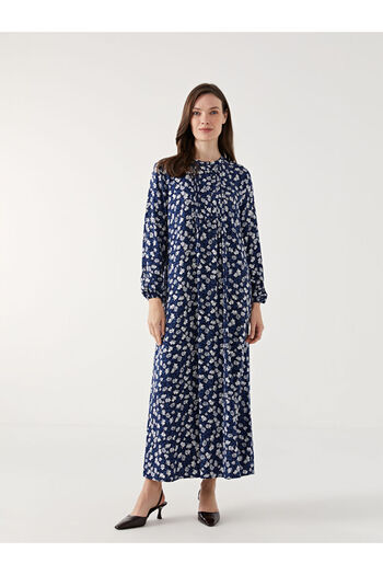 LC Waikiki Rochie florală pentru femei LCW Grace Blue Crew Deck
