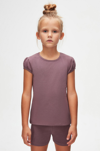 LOVETTI Soft Purple Girl's Crew Neck Watermelon Sleeve T-Shirt