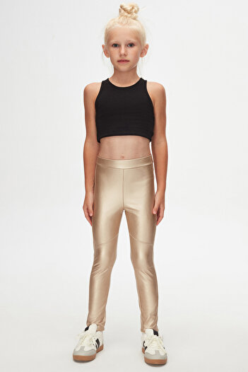 LOVETTI Gold Girl's Winter Leather Pants
