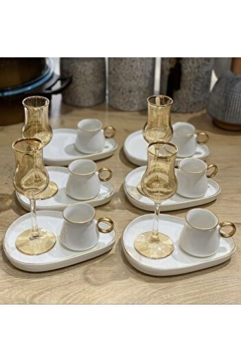 Carmen Soft Damla Ikram Set of Six Cups with Plate