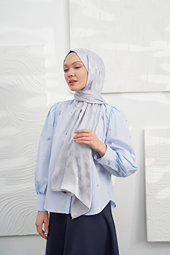 ARMANDA Italian Jacquard Chamese Pattern Shal - Silver