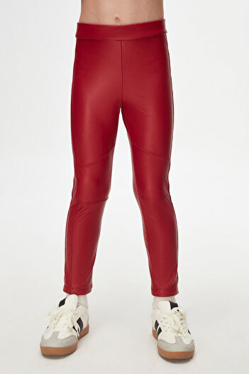 LOVETTI Kırmızı Kız Çocuk Kışlık Deri Pantalon