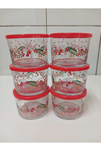 LAV Feyzade Red Floral Pattern Bodega Storage Container - 240Ccx6 Pieces (Lv-Bdg-384)