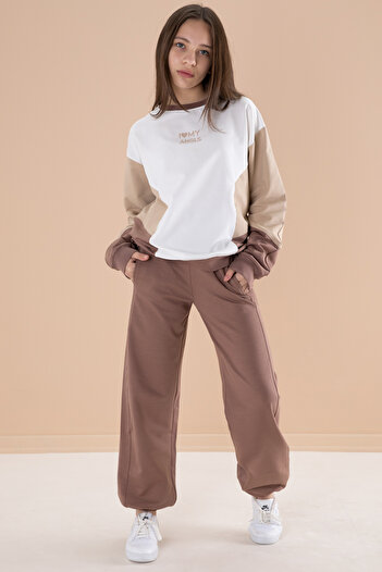Cansın Mini Σετ αθλητικών κοριτσιών Crew Neck - Brown Angels 19975