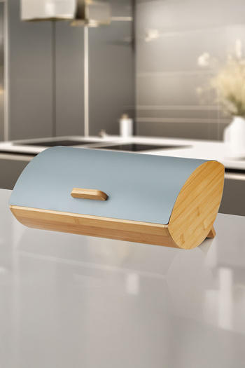 Vadi Karina Metal Lid Bamboo Luxury Bread Box Bread Holder