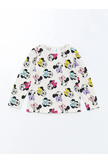 LC Waikiki LCW baby Bej Bisiklet Yaka Uzun Kollu Minnie Mouse Baskılı Kız Bebek Pijama Takımı İMREX GLOBAL