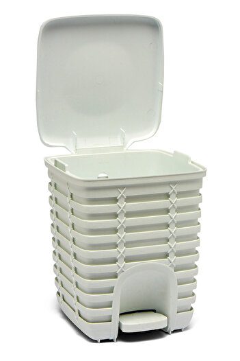 Prima Nova Square Trash Can with Palm Pedal 9 Lt - White